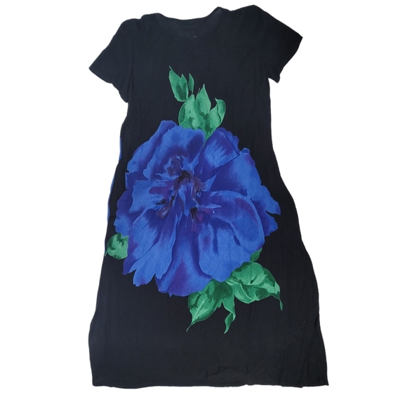 Jeffrey & Dara vintage light weight long floral dress. Black dress with blue - Picture 2 of 4